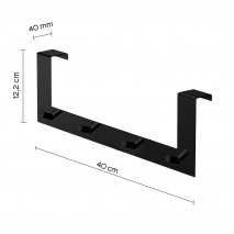 GEDY 21231400100 PERCHA MÚLTIPLE PARA PUERTA 40mm NEGRO MATE 2
