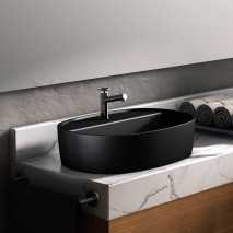 Lavabo Cerámica Furnas Negro Mate Sin Rebosadero 50x38 cm