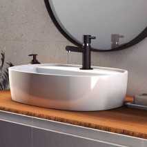 Lavabo Cerámica Furnas Blanco Brillo Sin Rebosadero 50x38 cm