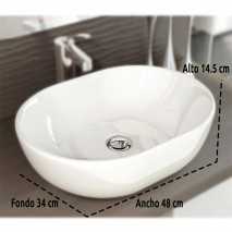 Lavabo Porcelana Monaco Blanco Brillo Sin Rebosadero 48x35 cm 2
