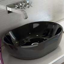 Lavabo Porcelana Monaco Negro Brillo Sin Rebosadero 48x35 cm