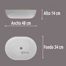 Lavabo Porcelana Monaco Negro Brillo Sin Rebosadero 48x35 cm 2