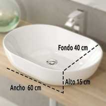 Lavabo Porcelana Monaco Blanco Brillo Sin Rebosadero 60x42.5 cm 2