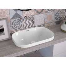 Lavabo Porcelana Quebec Blanco Brillo Con Rebosadero 60x40 cm