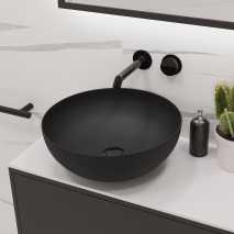 Lavabo Porcelana Bol Negro Mate Sin Rebosadero Ø40