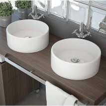 Lavabo Porcelana Tebas Blanco Brillo Sin Rebosadero Ø40