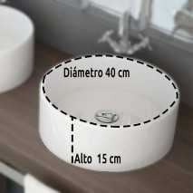 Lavabo Porcelana Tebas Blanco Brillo Sin Rebosadero Ø40 2