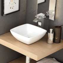 Lavabo Porcelana Aure Blanco Brillo Sin Rebosadero 30x30 cm