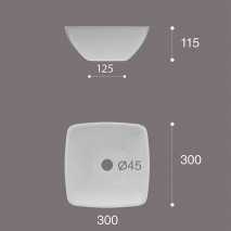 Lavabo Porcelana Aure Blanco Brillo Sin Rebosadero 30x30 cm 2