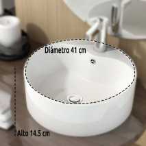 Lavabo Porcelana Round Mini Blanco Brillo Con Rebosadero Ø41 2