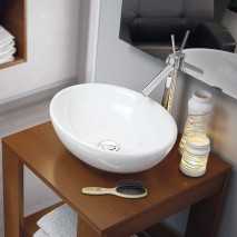 Lavabo Porcelana Oval Blanco Brillo Sin Rebosadero Ø45