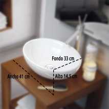 Lavabo Porcelana Oval Blanco Brillo Sin Rebosadero Ø45 2