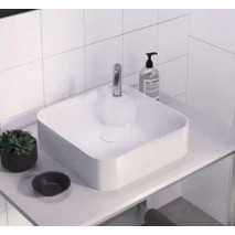 Lavabo Porcelana Yeltes Blanco Brillo Sin Rebosadero 42.5x42.5 cm