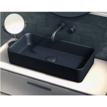 Lavabo Porcelana Fogo Negro Mate Sin Rebosadero 61x34.5x cm