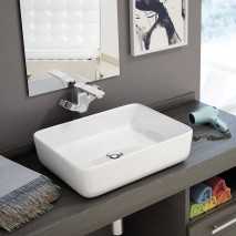 Lavabo de cerámica sobre encimera Iris Blanco Brillo Sin Rebosadero 50 x 40 cm