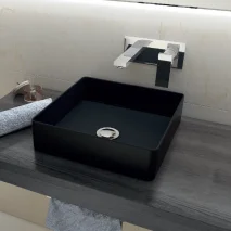 Lavabo de cerámica sobre encimera Satet Negro Mate Sin Rebosadero 36.5 x 36.5 cm