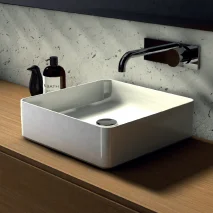 Lavabo de cerámica sobre encimera Satet Blanco Brillo Sin Rebosadero 36.5 x 36.5 cm