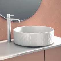 Lavabo de cerámica sobre encimera Agnes Blanco Brillo Sin Rebosadero ø65