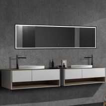 Espejo retroiluminado New York 160x40 Negro, triled y antivaho.