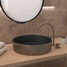 Lavabo sobre encimera 35.5ø EXTRA-FINO de cerámica negro-bronce mate Osiris