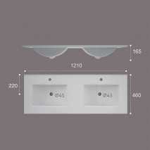 Lavabo encastrado de 121 cm DOBLE SENO de cerámica 2