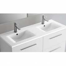 Lavabo encastrado de 121 cm DOBLE SENO de cerámica