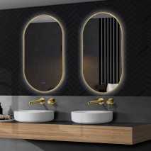 Espejo de baño Tokyo 90x50 cm de Ledimex triled y antivaho marco oro cepillado