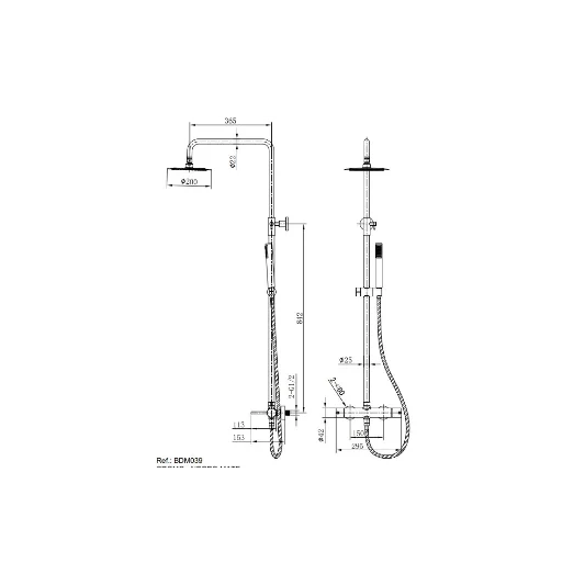 Conjunto ducha termostático black gun metal serie Monza BTM039/BGM