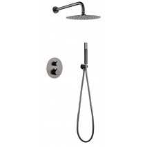 Conjunto ducha empotrado termostático black gun metal serie Monza GTM039/BGM