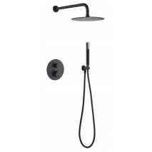 Conjunto ducha empotrado termostático negro mate serie Monza GTM039/NG