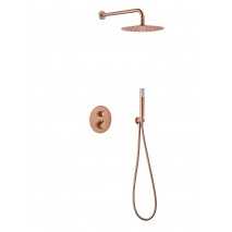 Conjunto ducha empotrado termostático oro rosa cepillado serie Monza GTM039/ORC