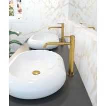 Grifo monomando lavabo caño alto SIRIO Oro cepillado 3172OR 2