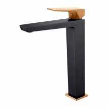 Grifo monomando lavabo alto Infinite negro y oro rosa de Sky Bath