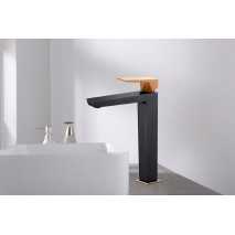 Grifo monomando lavabo alto Infinite negro y oro rosa de Sky Bath 2