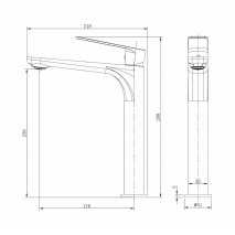 Grifo lavabo alto monomando Glory negro cristal de Sky Bath 2