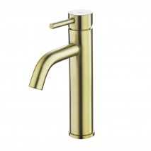 Grifo lavabo alto monomando Rock oro cepillado de Sky Bath