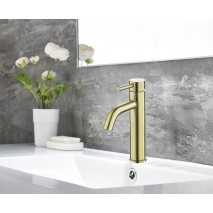 Grifo lavabo alto monomando Rock oro cepillado de Sky Bath 2
