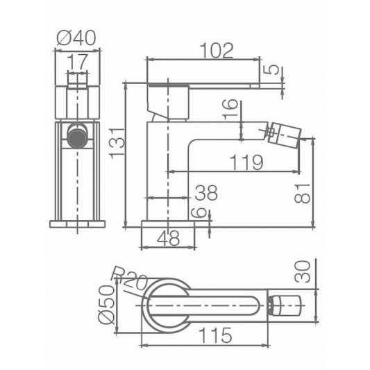 Grifo de bide monomando Roma BDR001-2OC 2