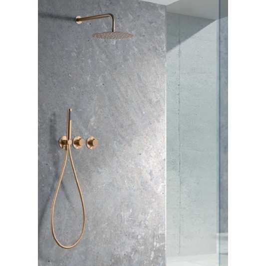 Conjunto de ducha Termóstatico empotrado Assen oro rosa cepillado GTA052/ORC