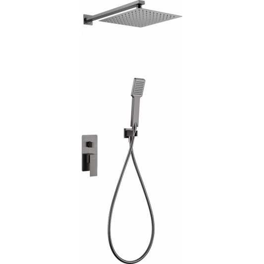 Conjunto ducha empotrado monomando black gun metal serie Pisa GPP048/BGM Roc. 20x20