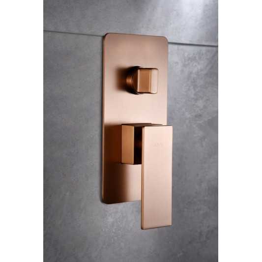 Conjunto ducha empotrado monomando oro rosa cepillado serie Pisa GPP048/ORC 2