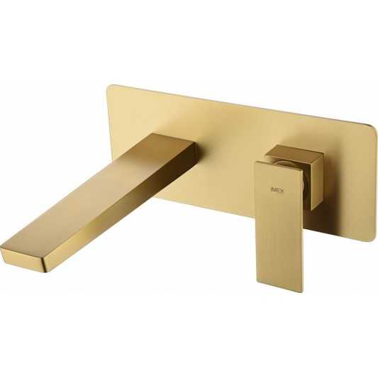 Grifo lavabo empotrado monomando oro cepillado serie Pisa GLP048/OC