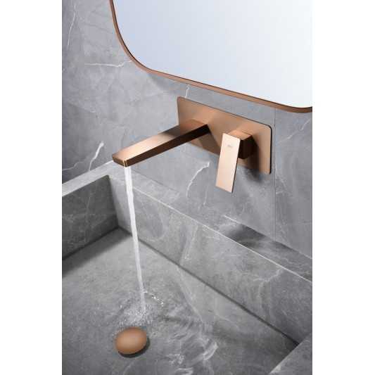 Grifo de lavabo empotrado oro rosa cepillado serie Pisa GLP048/ORC 2