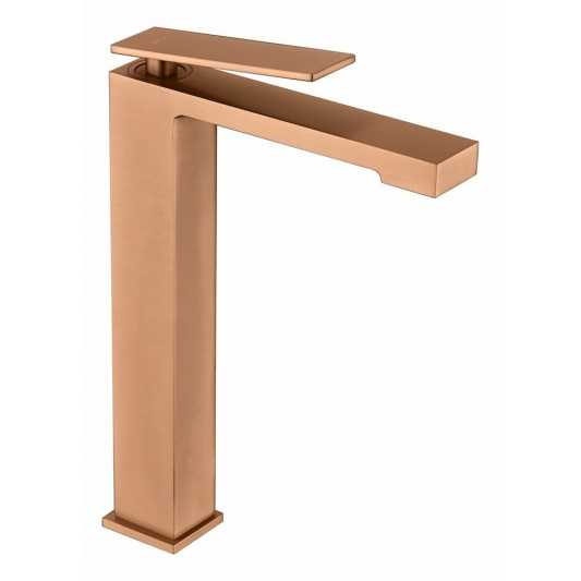 Grifo lavabo caño alto oro rosa cepillado Pisa BDP048/3ORC