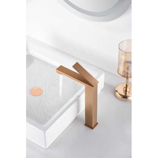 Grifo lavabo caño alto oro rosa cepillado Pisa BDP048/3ORC 2