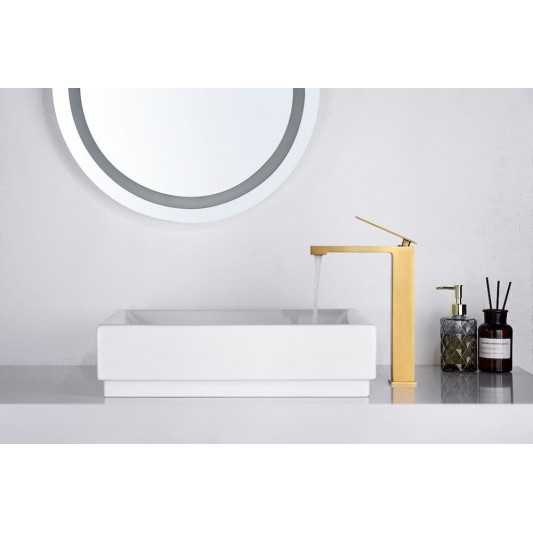 Grifo lavabo de caño alto oro cepillado Pisa BDP048/3OC 2