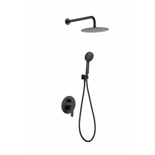 Conjunto de ducha empotrado monomando Bélgica negro mate de IMEX GPZ044/NG