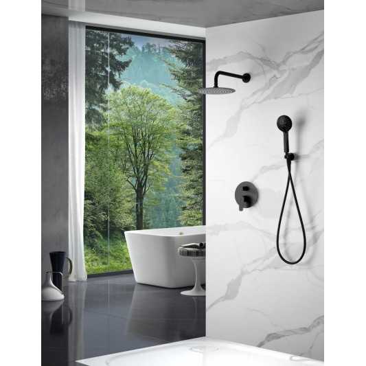 Conjunto de ducha empotrado monomando Bélgica negro mate de IMEX GPZ044/NG 2