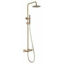 Conjunto ducha monomando Line oro cepillado de IMEX BDD038/OC