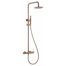 Conjunto ducha monomando Line oro rosa cepillado de IMEX BDD038/ORC